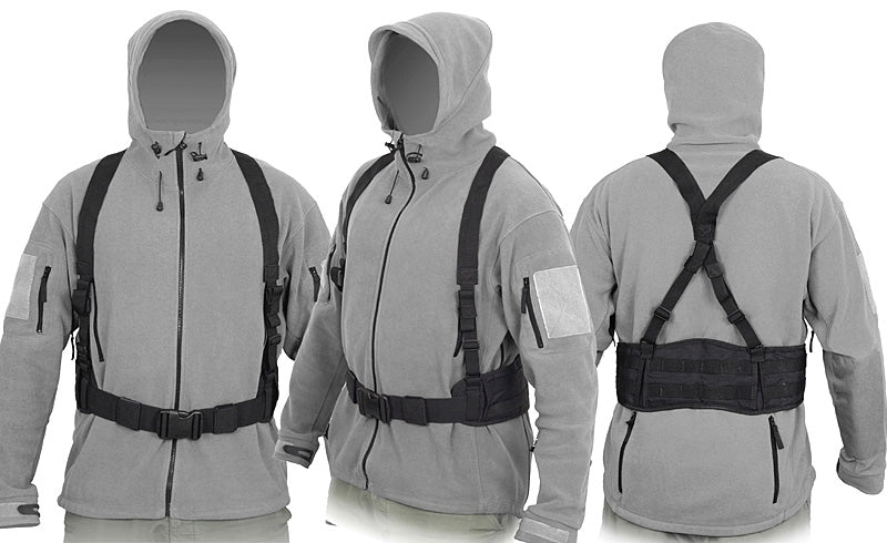 Padded patrol belt with suspenders