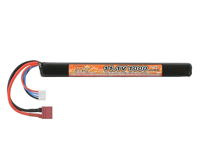 Batteri LiPo 1000mAh 11,1V 20/40C - T-stik