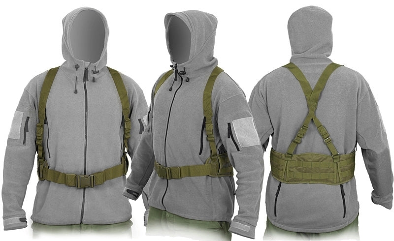 Padded patrol belt with suspenders