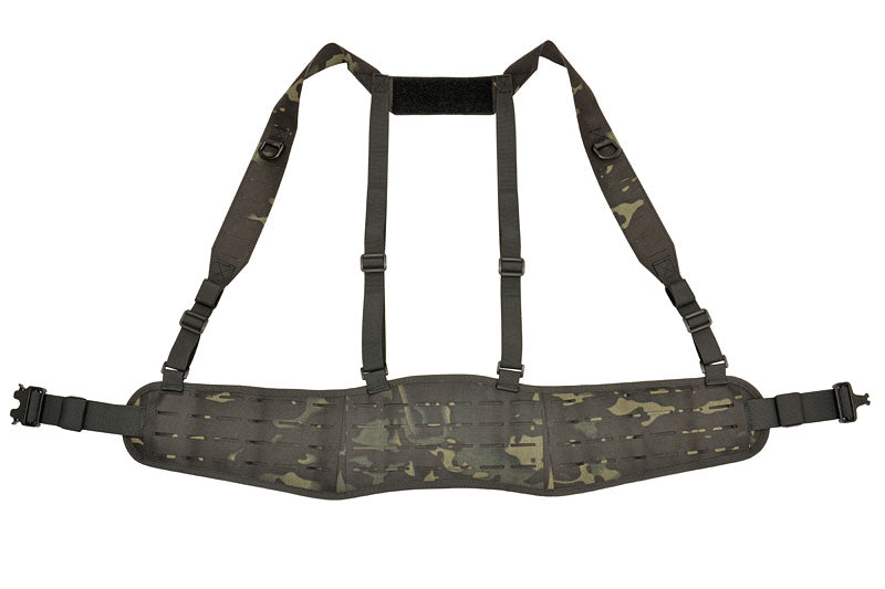 Patrol Tactical Belt with Suspenders MOLLE, Laser Cut - Multicamo Black