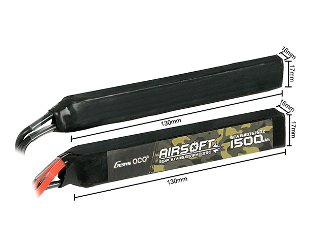 Gens Ace 25C 1500mAh 3S1P 11.1V Airsoft LiPo Batteri T-Plug