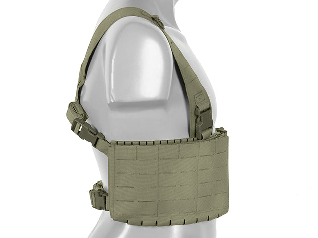 Chest rig with two pouches for 6 ar/ak magazines, laser cut - Olive