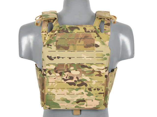Laser-Cut “Buckle Up" Operator Plate Carrier with AR15/AK Magazine Pouch — Multicamo