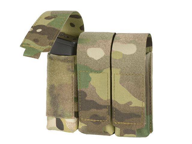 Triple Laser-Cut Pistol Magazine Pouch with Flap - Multicamo