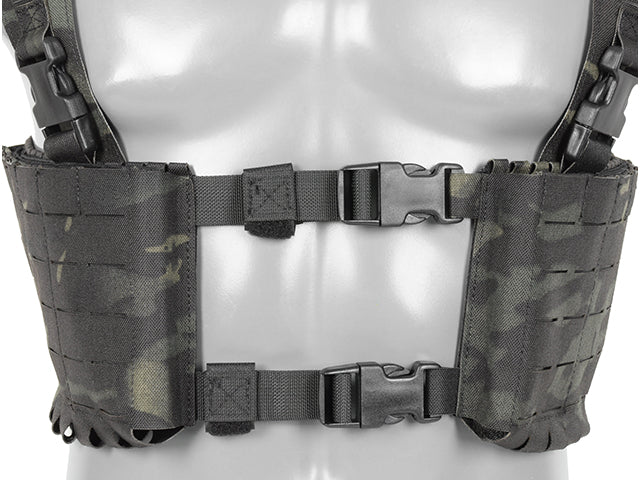 Chest Rig with Two Pouches for 6 AR / AK Magazines, Laser Cut - Multicamo Black