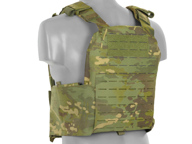 QRF Plate Carrier Laser-Cut Buckle Up with AR15/AK Magazine Pouch - Multicamo Tropic