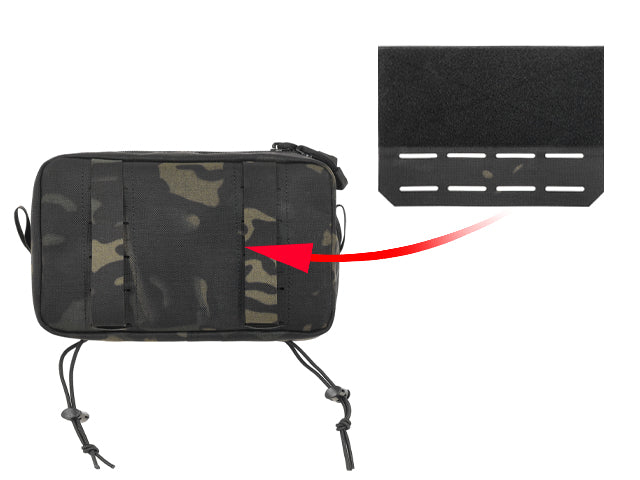 Two-Pocket Utility Pouch with Mounting Panel, Laser Cut - Multicamo Black
