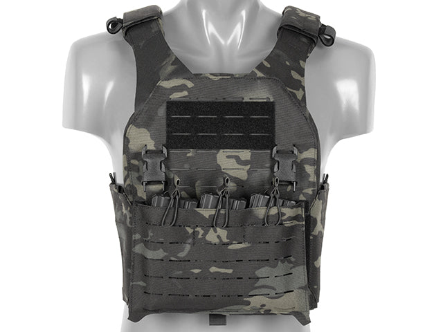 QRF Plate Carrier Laser-Cut Buckle Up with AR15/AK Magazine Pouch - Multicamo Black