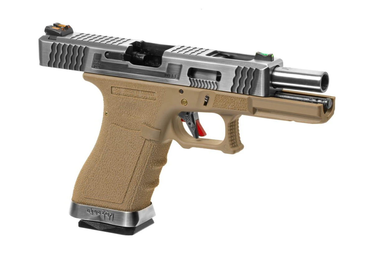 WE G-Force 17 SV Silver Barrel Metal Version GBB - Desert