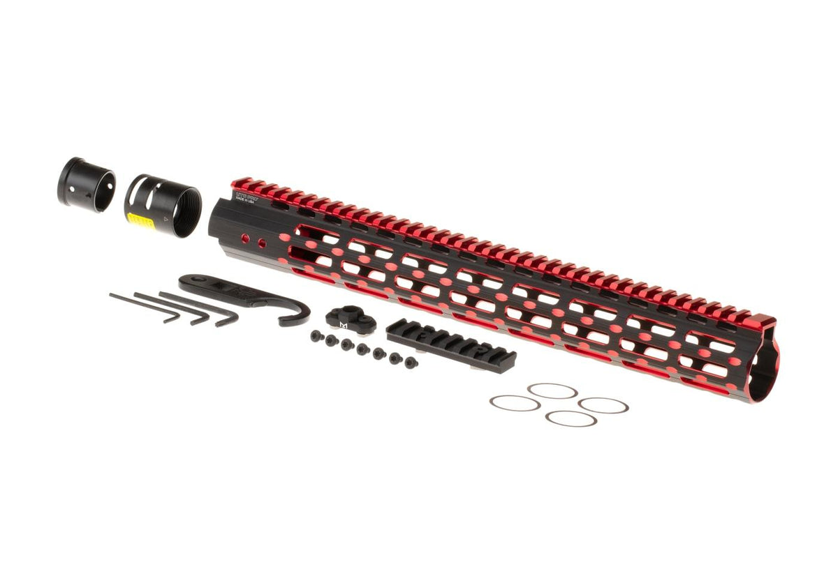 Leapers AR-15 15.3 Tommer Super Slim Free Float Forskæfte M-LOK - Sort/Rød