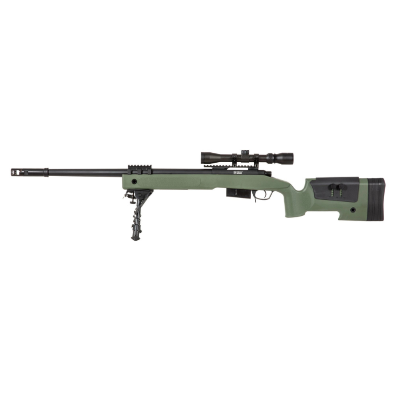 Specna Arms SA-S03 CORE Sniper Riffel med Scope og Bipod Olive