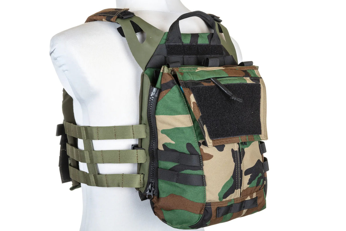 Specna Arms Tactical Plate Carrier type waistcoat with assault panel Woodland