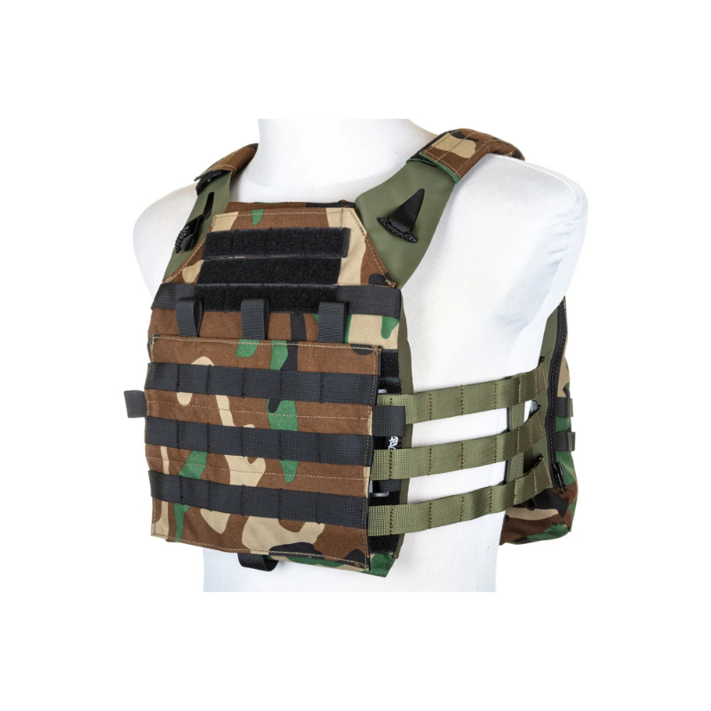 Specna Arms Tactical Plate Carrier väst med assault panel Woodland