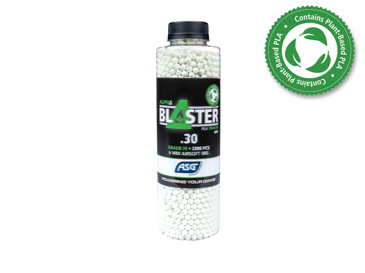 Alpha Blaster PLA Green Tracer kugler, 0,30 g, 3300 stk. - flaske