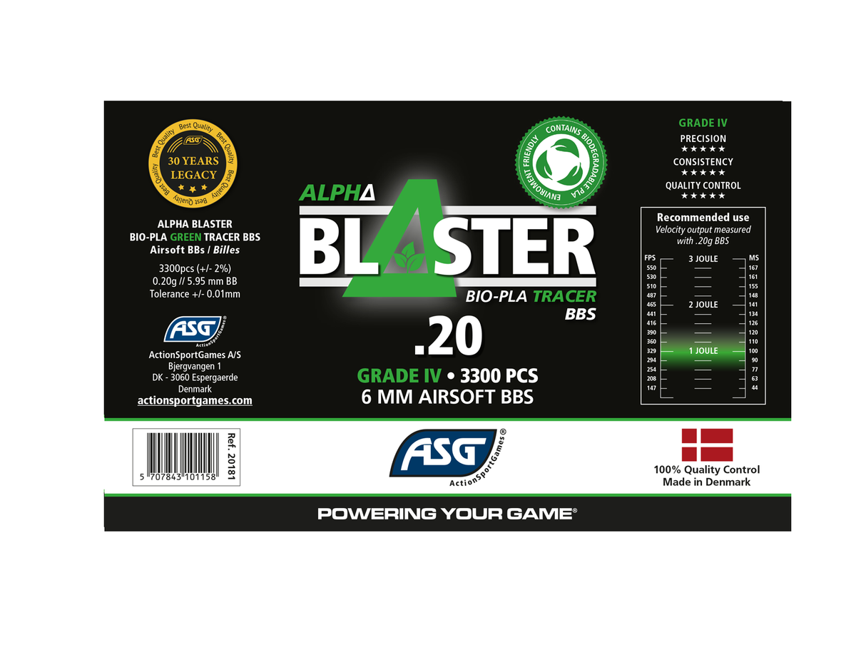 Alpha Grøn Tracer Kugler, 0.20G, 3300styk