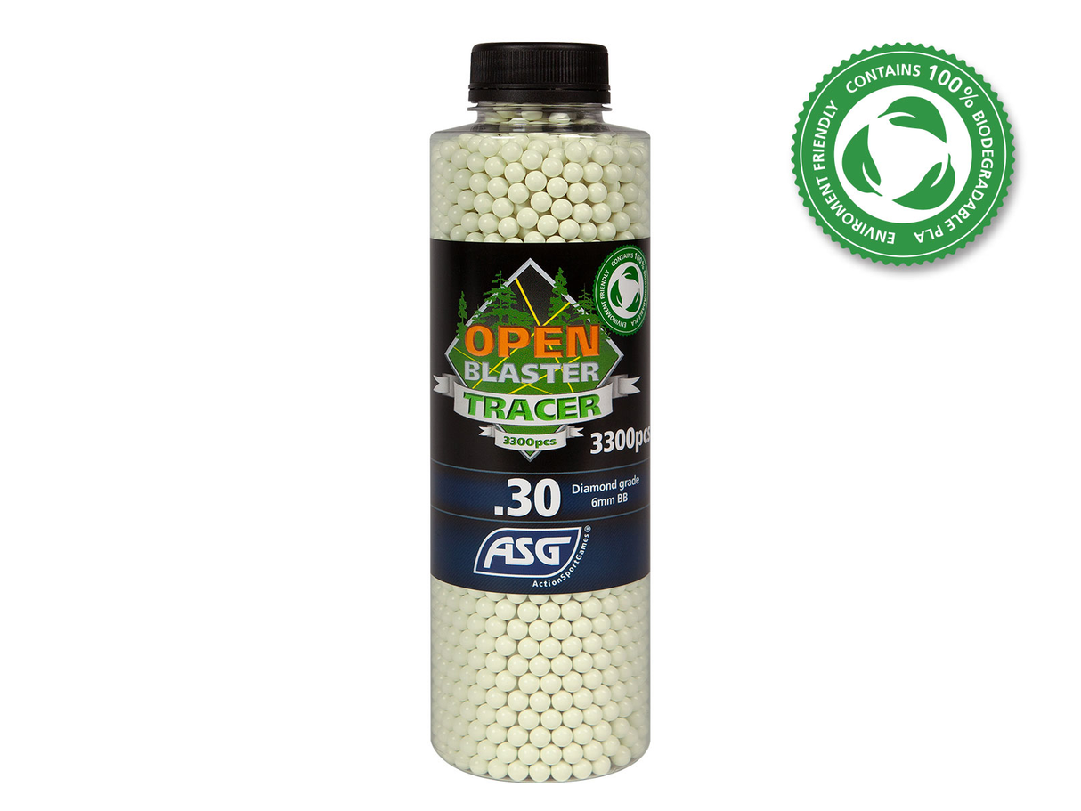 OPEN BLASTER, 0.30G, AIRSOFT TRACER BIO BB, 3300 STK. FLASKE