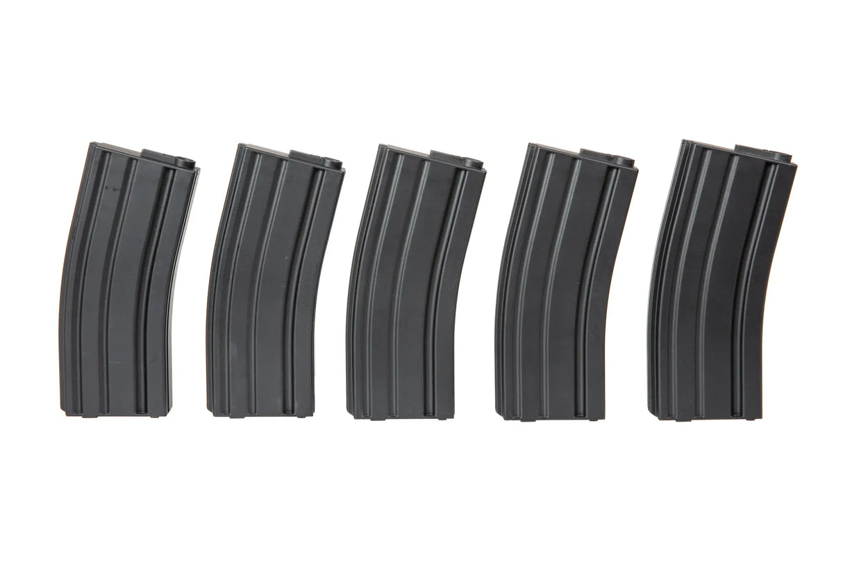 Set of 5 mid-cap magazines for 140 rounds for M4/M16 replicas - black