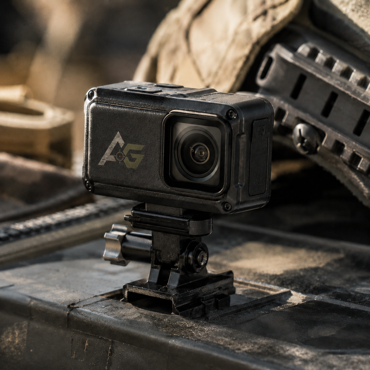 Taktisk airsoft kamera monteret på rail ved airsoft våben og gear