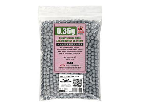 High Precision Made 0.36g BB Pellets (1000 rounds, Bag)