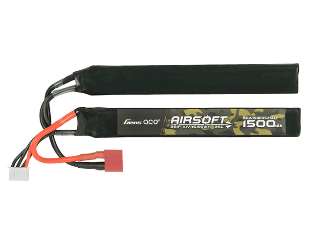 Gens Ace 25C 1500mAh 3S1P 11.1V Airsoft LiPo Batteri T-Plug