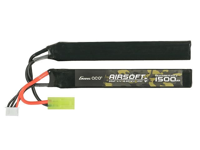 Gens Ace 25C 1500mAh 3S1P 11.1V Airsoft LiPo Batteri mini Tamiya