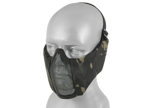 Low-Profile Mesh Mask with Cheek and Ear Protection type A - Multicamo Black