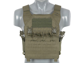 Recon Plate Carrier Laser-Cut Buckle Up Vest with AR15/AK Magazine Pouch - Ranger Green