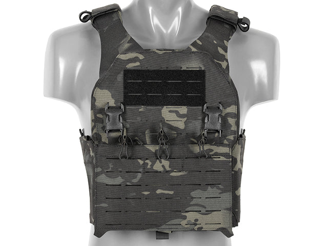 QRF Plate Carrier Laser-Cut Buckle Up with AR15/AK Magazine Pouch - Multicamo Black
