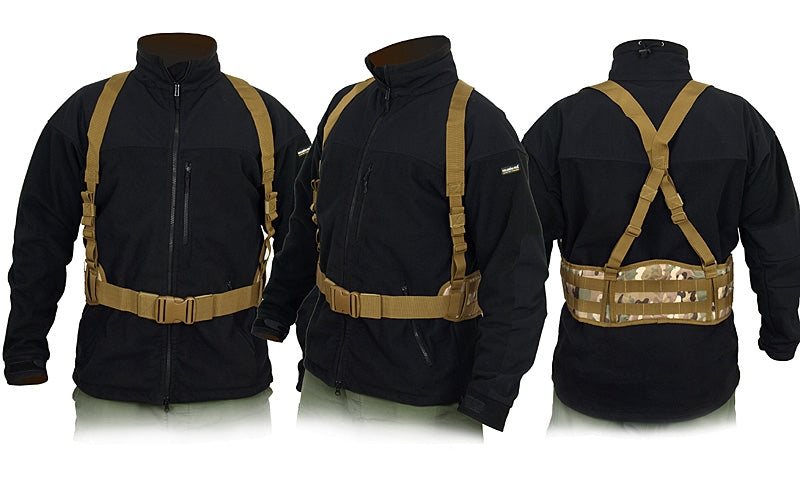 Padded patrol belt with suspenders - multicamo