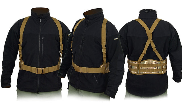 Padded patrol belt with suspenders - multicamo