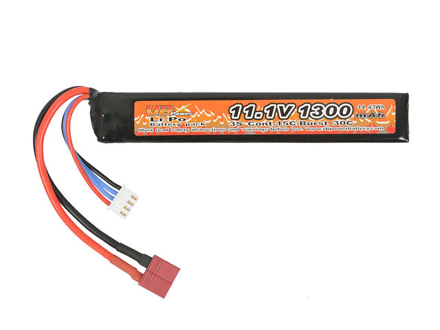 Batteri LiPo 1300mAh 11,1V 15/30C - T-stik