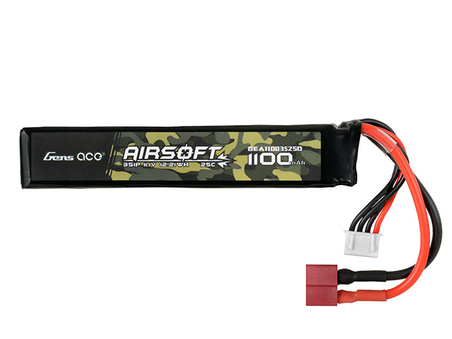 Gens Ace 25C 1100mAh 3S1P 11.1V Airsoft LiPo Batteri T-Plug