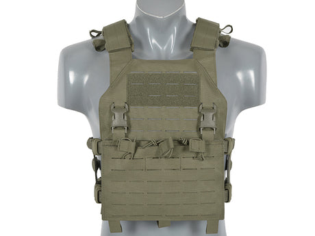 Assault Plate Carrier Vest, Buckle-Up with AR15/AK Magazine Pouch Laser-Cut - Ranger Green