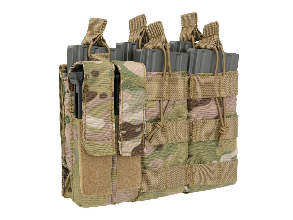 Triple 5.56 Mag/Pistol Pouch Panel (5 plus 2) - Multicamo