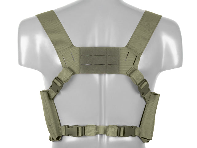 Chest rig with two pouches for 6 ar/ak magazines, laser cut - Olive
