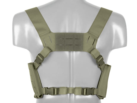 Chest rig with two pouches for 6 ar/ak magazines, laser cut - Olive