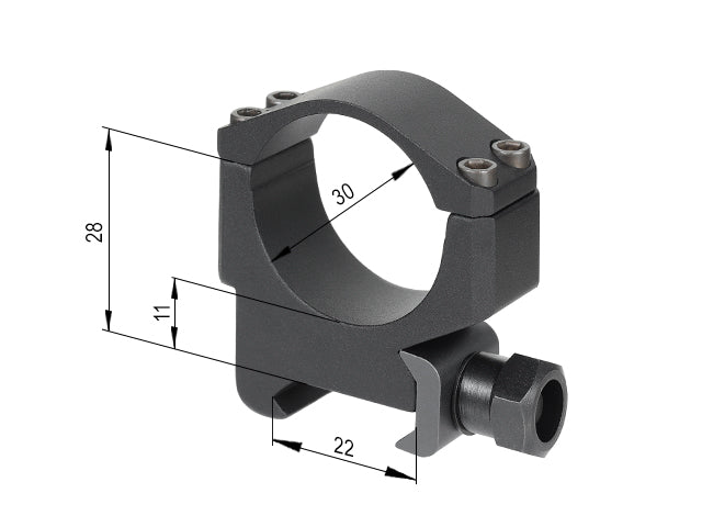 Low Profil 30mm Kikkertsigte Rings - Sort