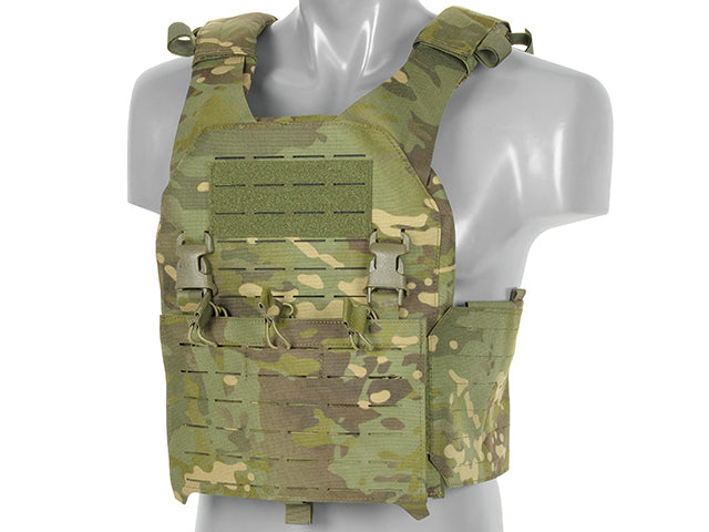QRF Plate Carrier Laser-Cut Buckle Up with AR15/AK Magazine Pouch - Multicamo Tropic