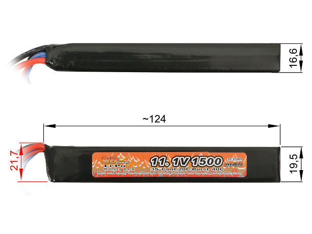 Batteri LiPo 1500mAh 11,1V 20/40C