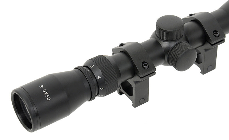 Scope 3-9x50 with high mount rings