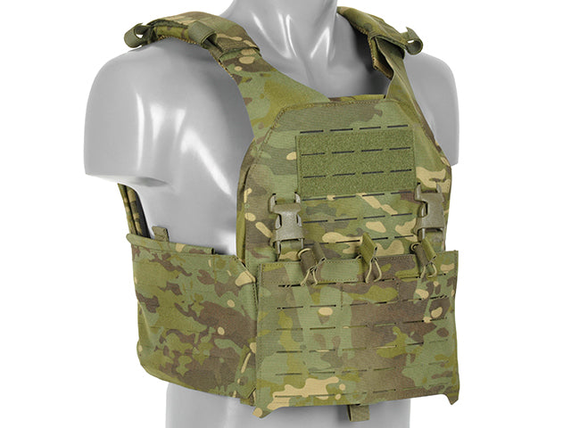 QRF Plate Carrier Laser-Cut Buckle Up with AR15/AK Magazine Pouch - Multicamo Tropic
