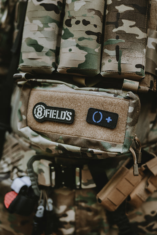 Laser Cut 0+ Blood Type Patch - Blue