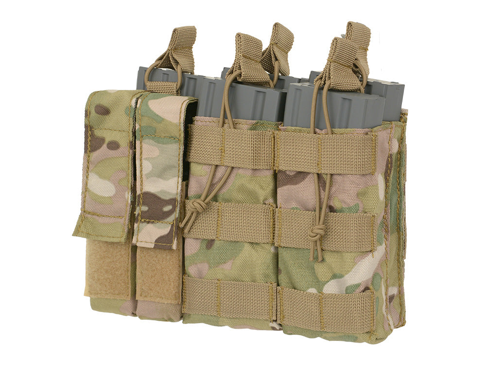 Triple 5.56 Mag/Pistol Pouch Panel (5 plus 2) - Multicamo