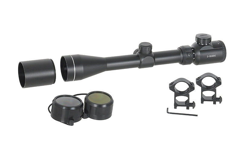 Scope 3-9x40E with high mounting rings