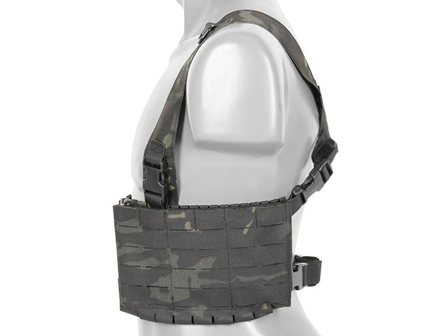 Chest Rig with Two Pouches for 6 AR / AK Magazines, Laser Cut - Multicamo Black