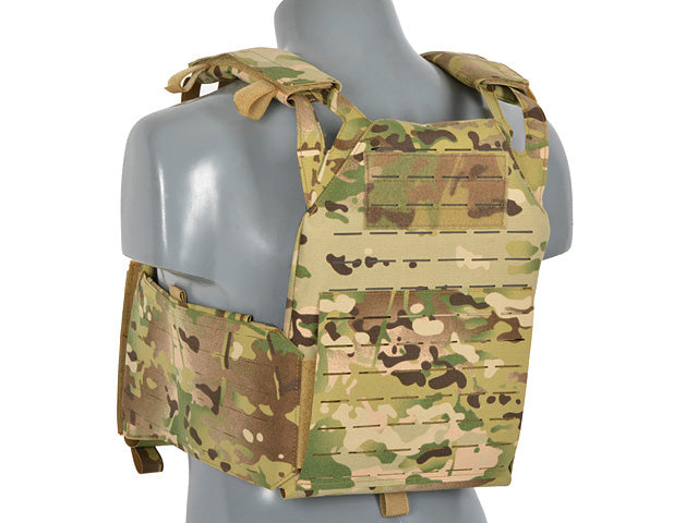 Laser-Cut “Buckle Up" Operator Plate Carrier with AR15/AK Magazine Pouch — Multicamo