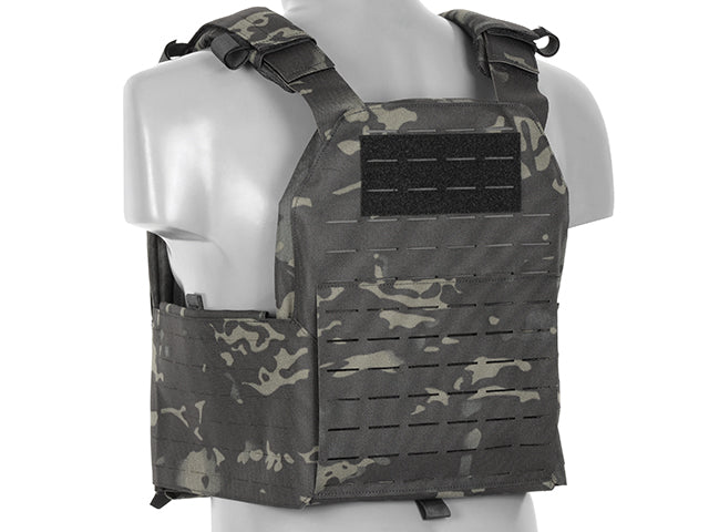 QRF Plate Carrier Laser-Cut Buckle Up with AR15/AK Magazine Pouch - Multicamo Black