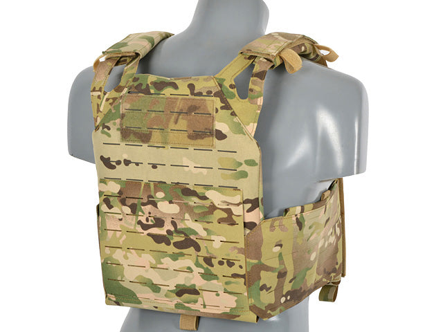 Laser-Cut “Buckle Up" Operator Plate Carrier with AR15/AK Magazine Pouch — Multicamo