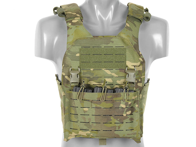 QRF Plate Carrier Laser-Cut Buckle Up with AR15/AK Magazine Pouch - Multicamo Tropic