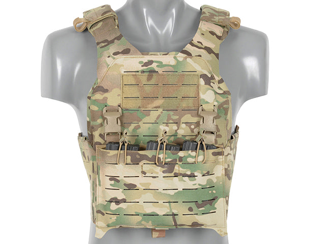 QRF Plate Carrier Laser-Cut Buckle Up with AR15/AK Magazine Pouch - Multicamo